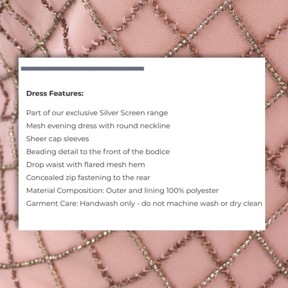 NWT 20’s ALEXA BLUSH EMBELLISHED EVENING DRESS • - Picture 3 of 6